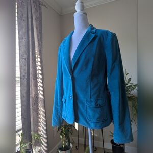 Vintage Casual Corner Women's Turquoise Velour Blazer